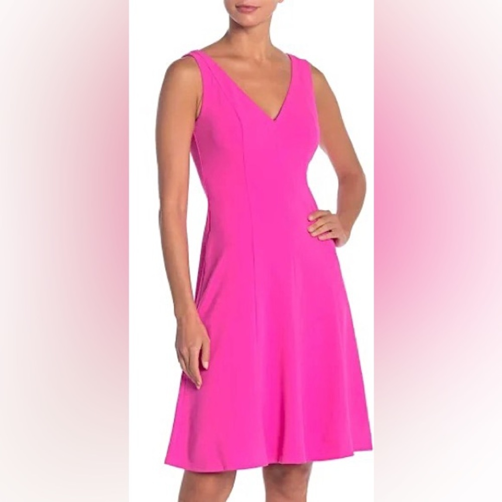 Donna Morgan Electric Pink Crepe Dress 2